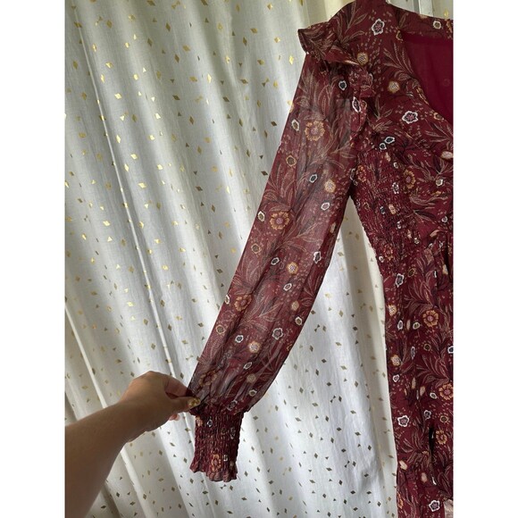 AQUA Exclusive Paisley Extended Shoulder Side Smock Back Zip Lined Dress M - Picture 3 of 6